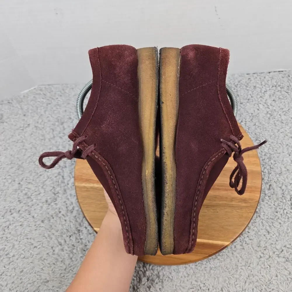 Clarks Original Mens 8M Wallabee Burgundy Suede Casual Lifestyle Chukka Boots